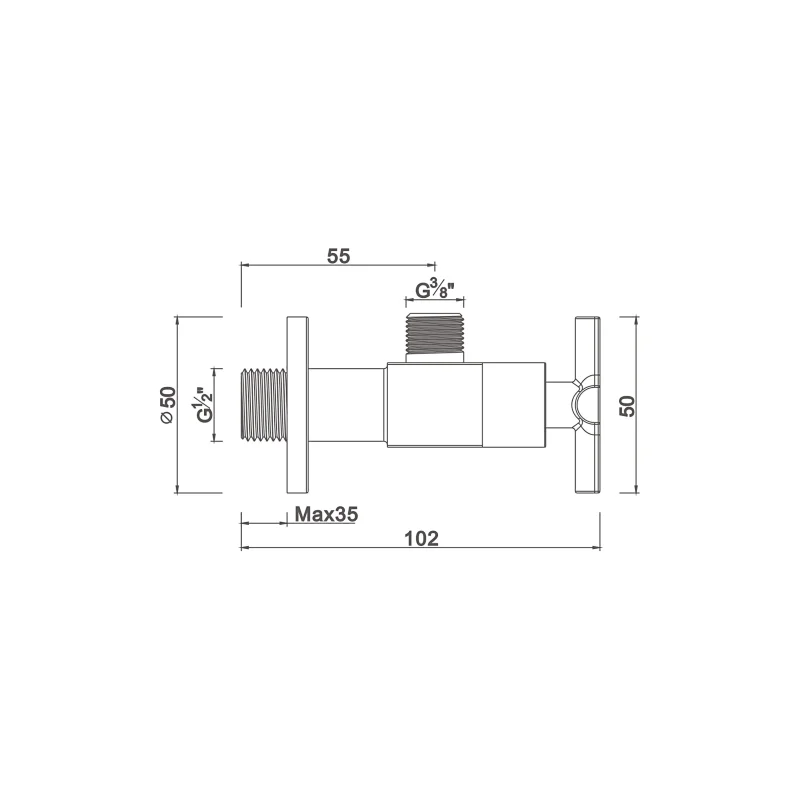 Ceramic cartridge anglevalve