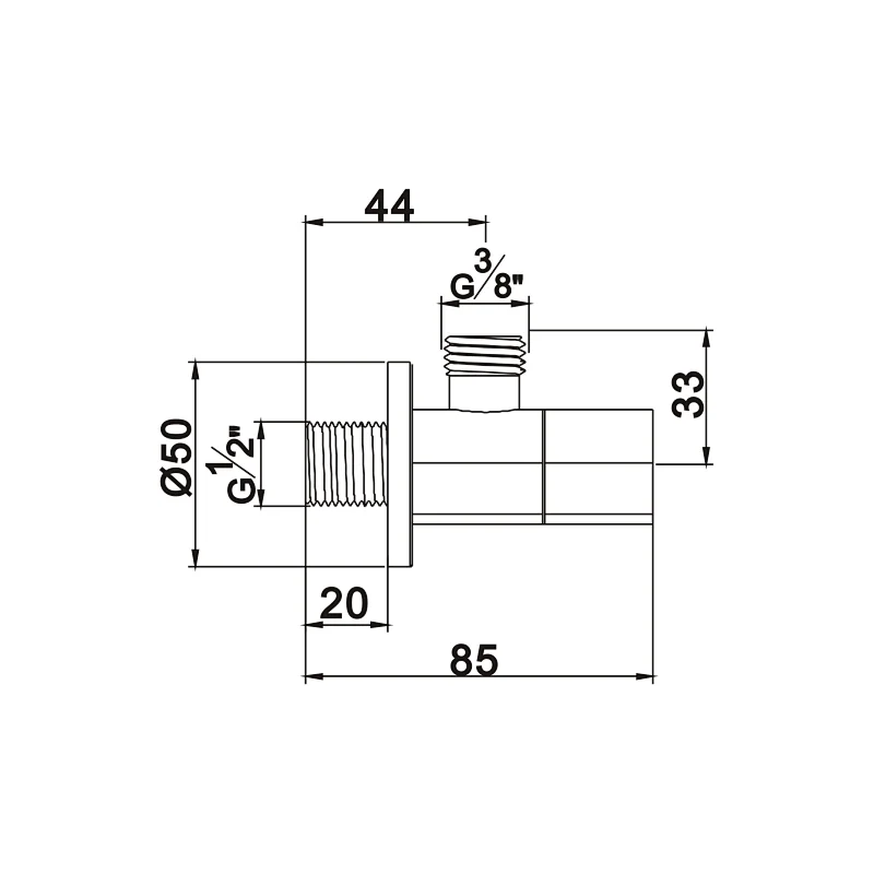 Ceramic cartridge anglevalve