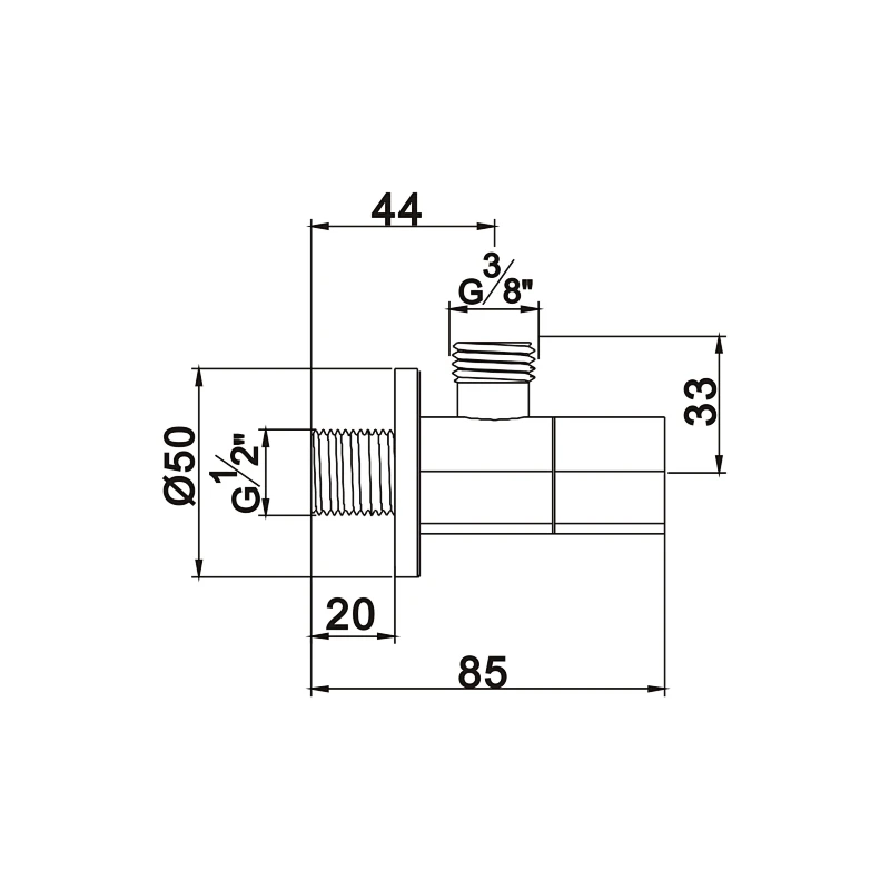 Ceramic cartridge anglevalve