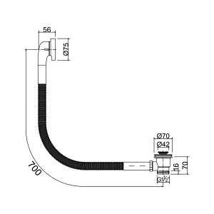 Brass bath waste copper corrugated hose