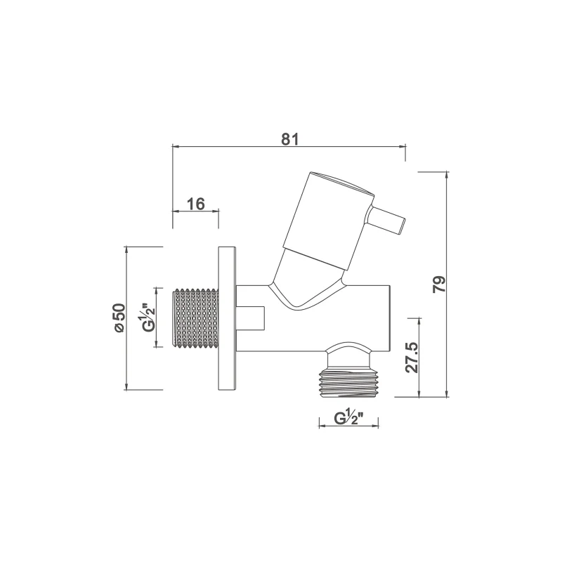 Ceramic cartridge angle valve with filter