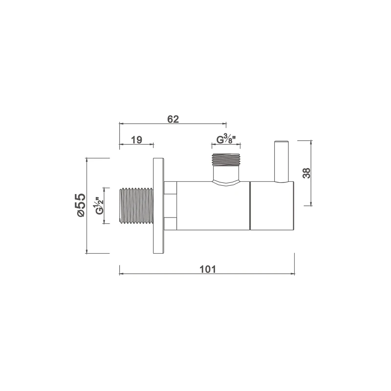 Ceramic cartridge angle valve with filter