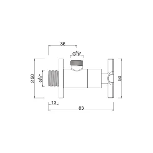 Ceramic cartridge anglevalve