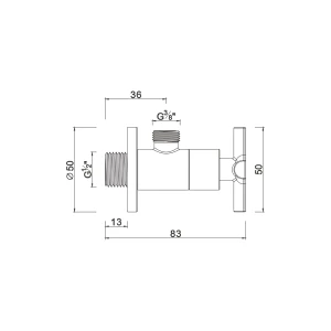 Ceramic cartridge anglevalve