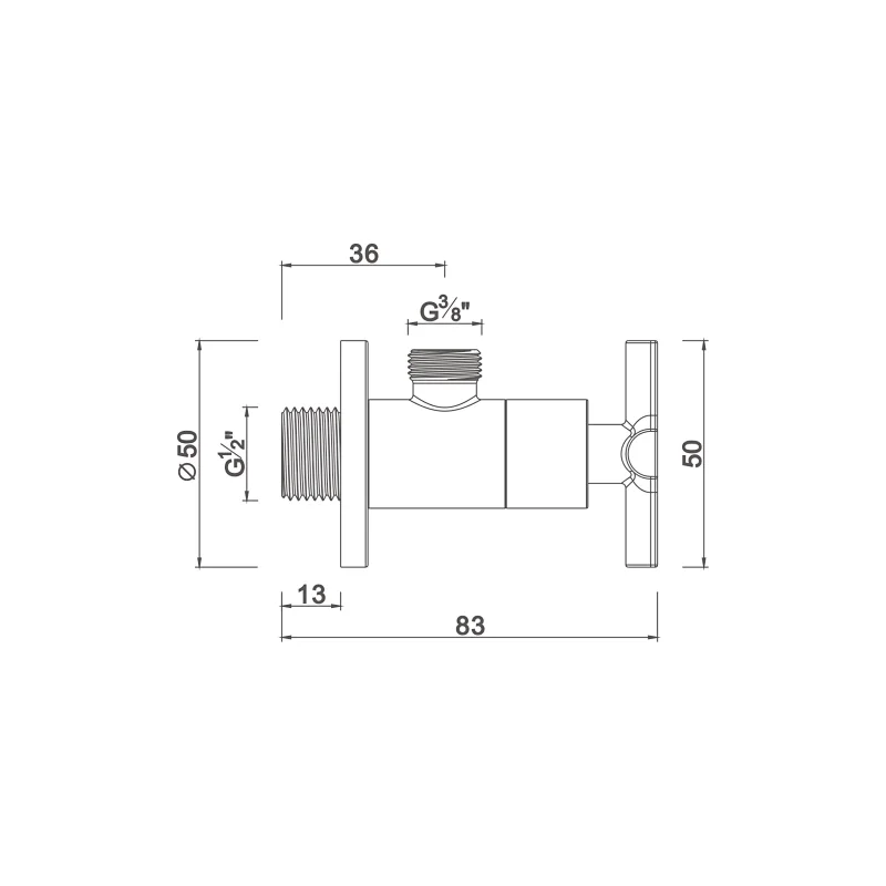 Ceramic cartridge anglevalve