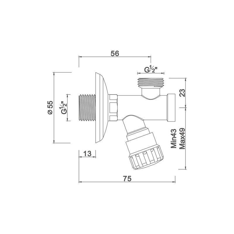 Ball angle valve with filter