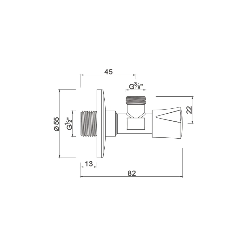 Compression angle valve