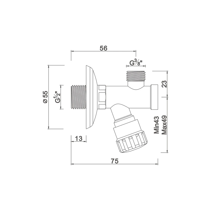 Ball angle valve with filter