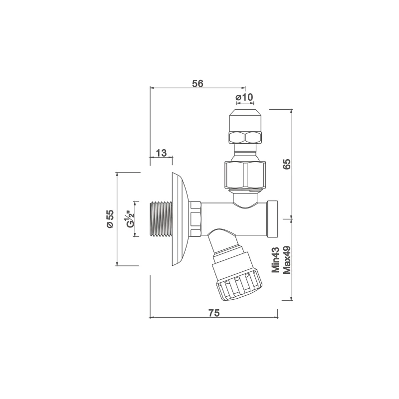 Ball angle valve with filter