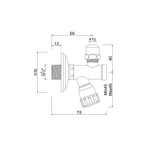 Ball angle valve with filter
