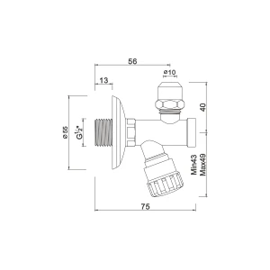 Ball angle valve with filter