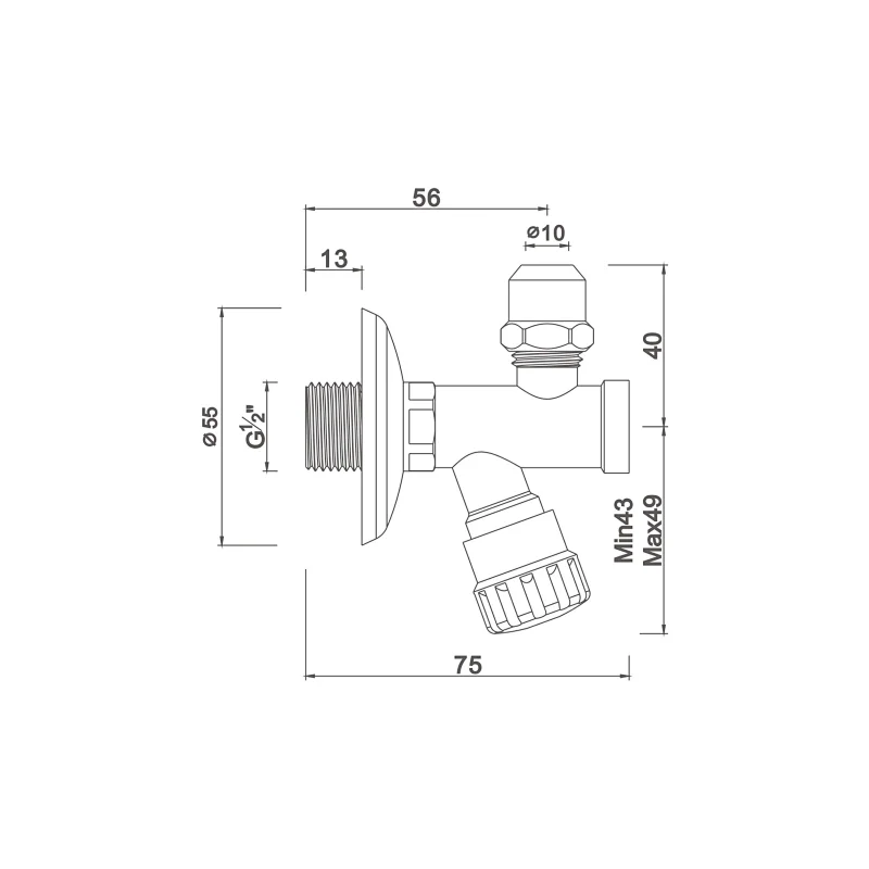 Ball angle valve with filter