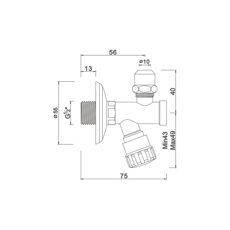 Ball angle valve with filter