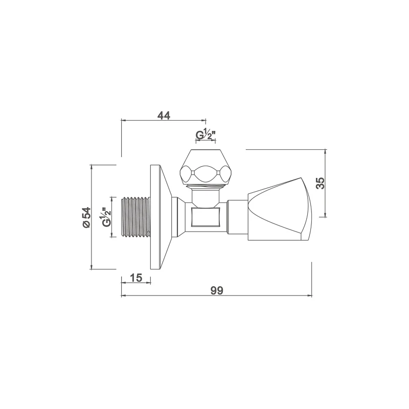 Compression angle valve