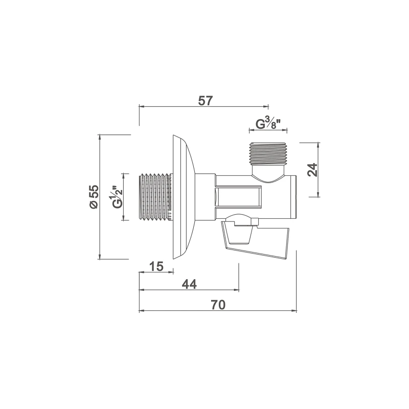 Ball angle valve with filter