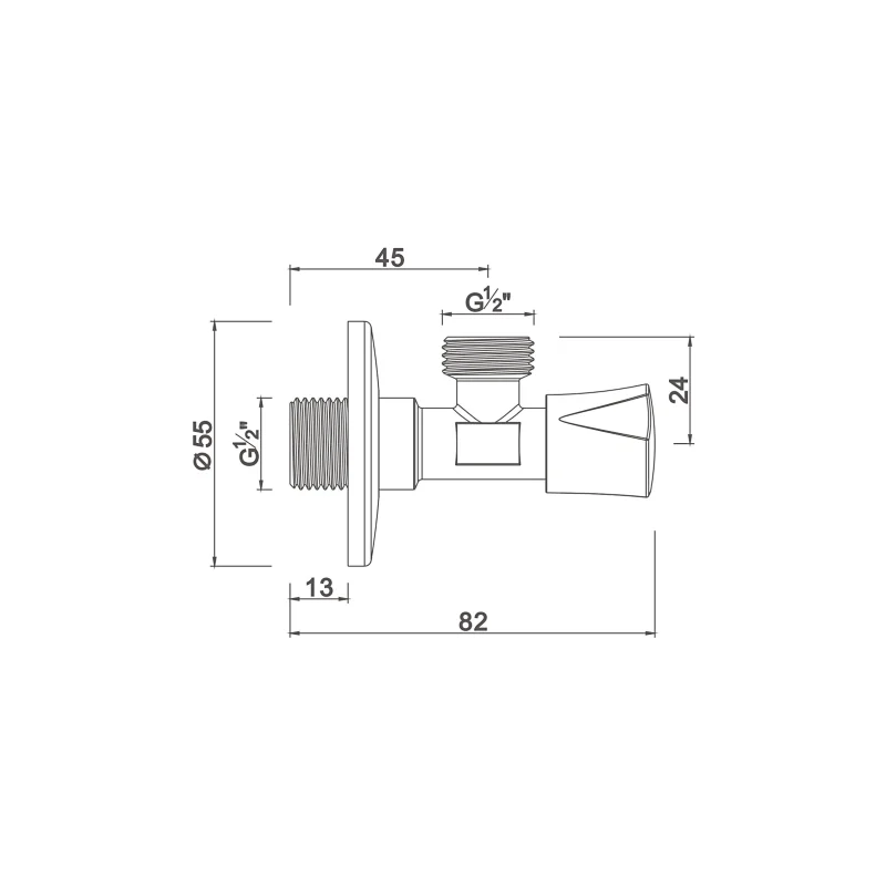 Compression angle valve