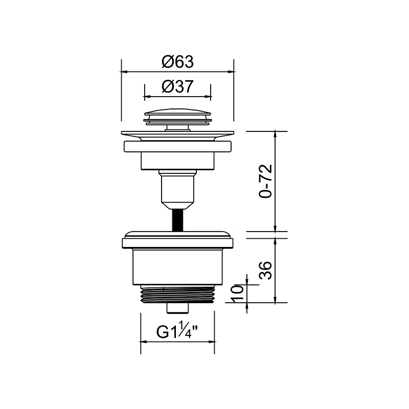 Clic-clac waste for wash basin