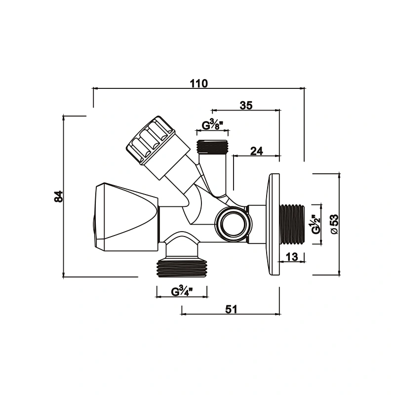 washing machine comperession angle valve
