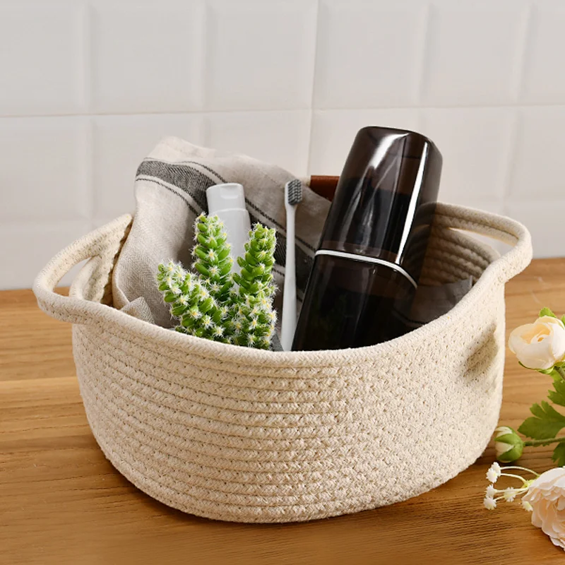 Customized Logo Size Color Foldable Woven Baby Cotton Rope Storage Basket