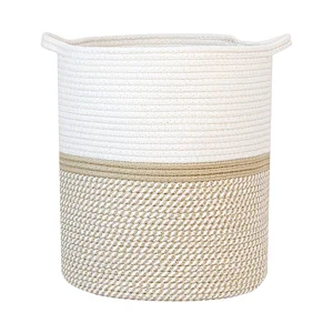 No Moq Customized Thicken Extra Large Woven Cotton Rope Laundry Storage Basket