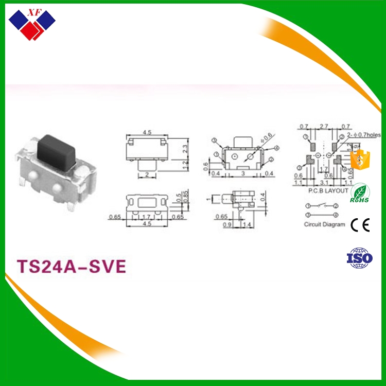 Bulk wholesale 2 Pin SMD normally closed tact switch TS24A-SVE