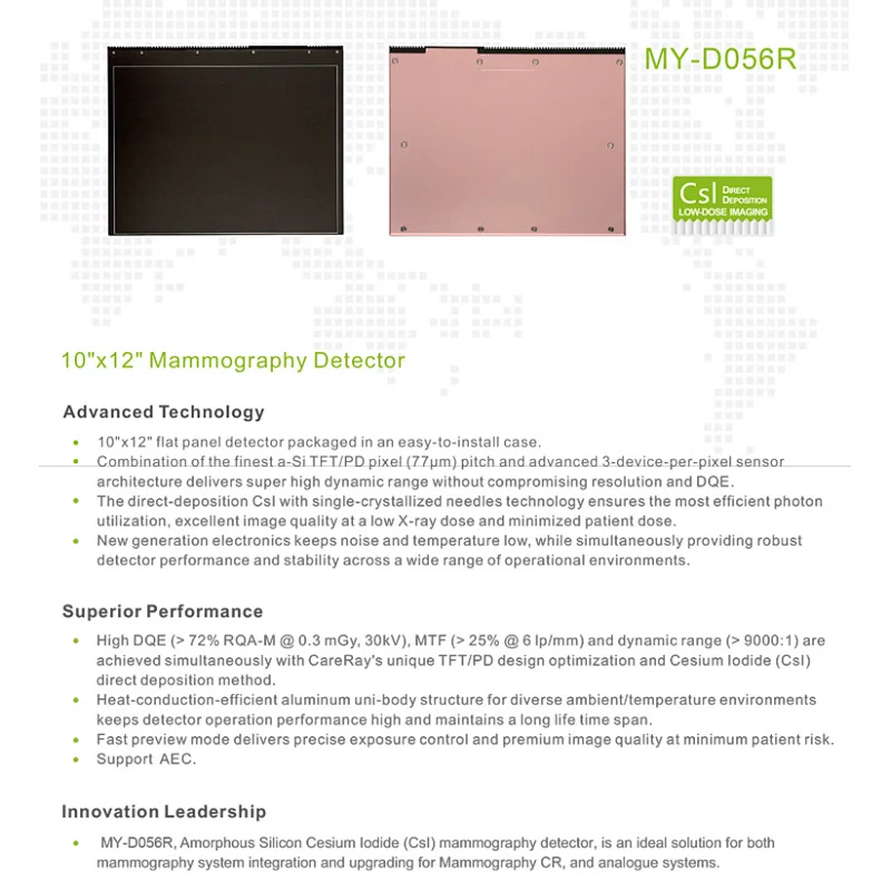 MY-D056R Medical 10x12 inch CsI mammography digital flat panel x-ray detector