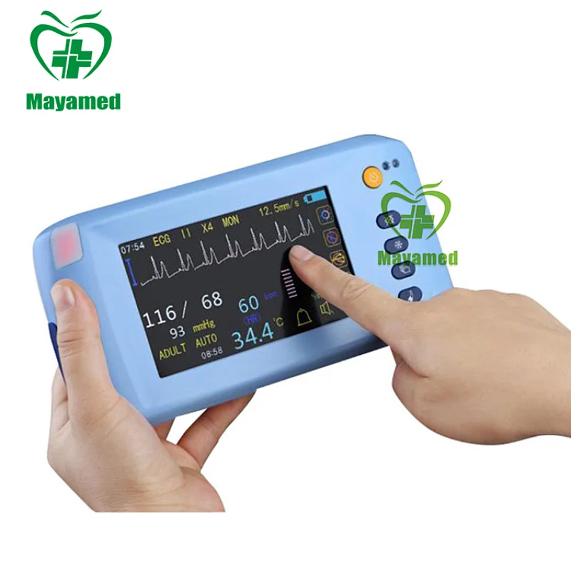 Touch Screen Handheld Multi parameter Patient Monitor ECG, NIBP, SPO2, Pulse Rate and Temperature