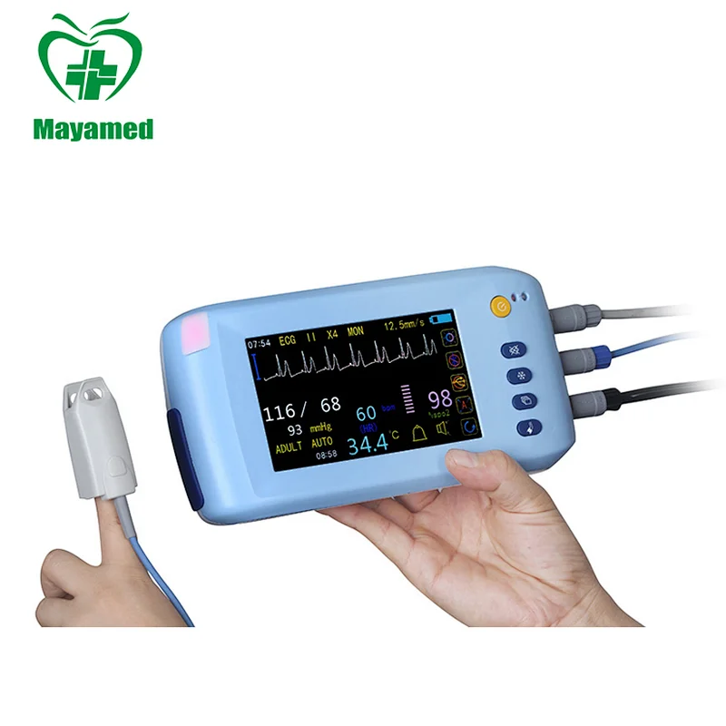 Touch Screen Handheld Multi parameter Patient Monitor ECG, NIBP, SPO2, Pulse Rate and Temperature