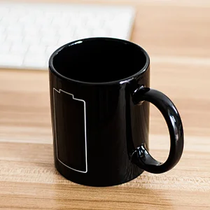 Battery Color Changing Thermometer Heat Sensitive Ceramic Tea Coffee Milk Mug