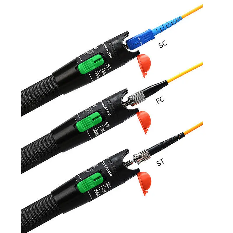 Localizador visual de fallas - Luz roja de fibra óptica VFL recargable -  Cabezal retráctil para SC FC ST - Probador de cable de red de continuidad