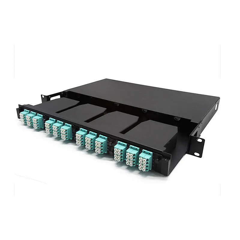 Panel de conexión de chasis MTP MPO de fibra óptica de 48 núcleos para montaje en rack