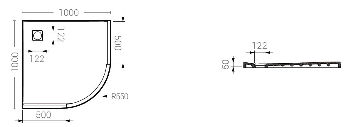 walk in shower tray size