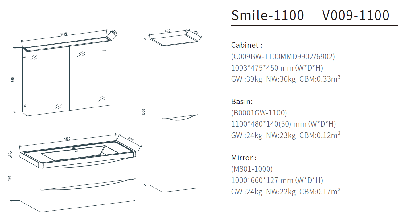 bathroom vanity with sink size 1100