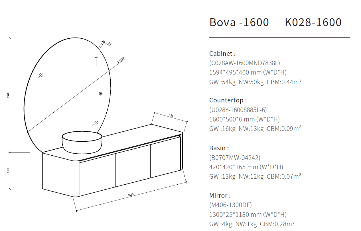 gray floating vanity size 1600