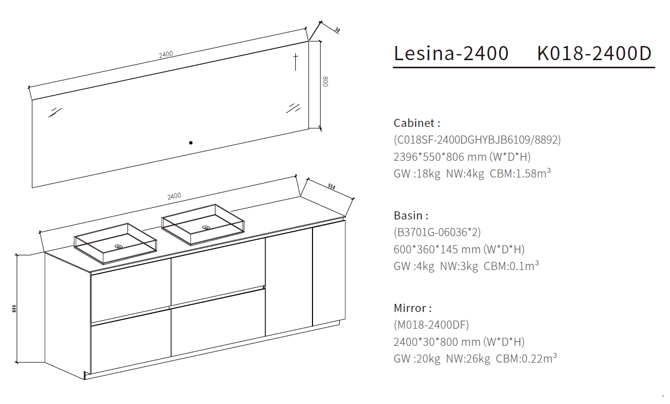 modern freestanding bathroom vanity size