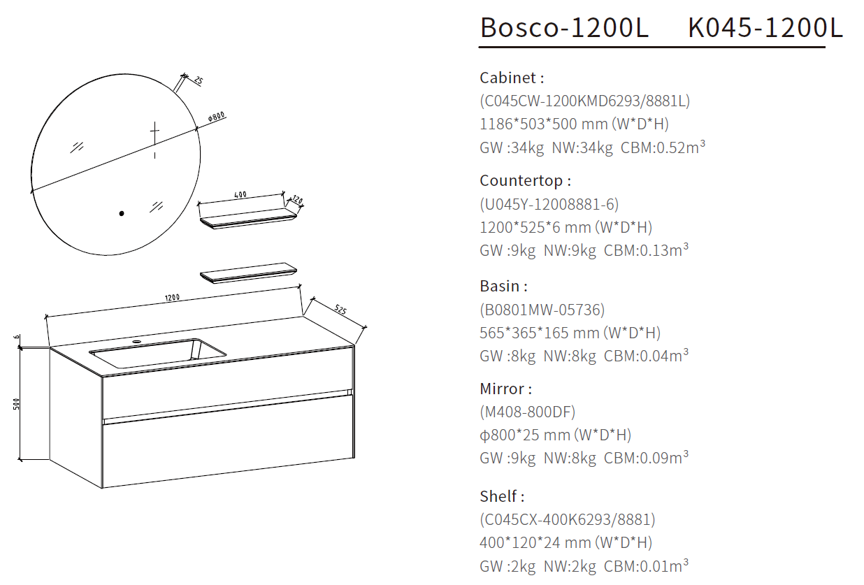 wood floating vanity 1200 bosco