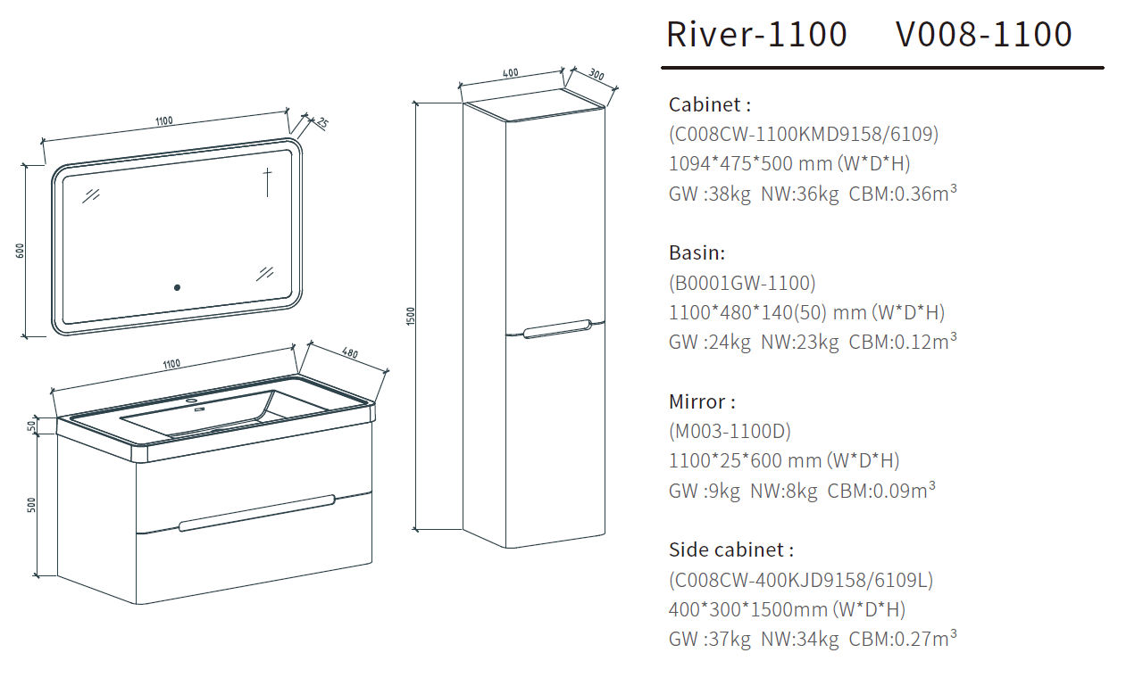 white bathroom vanity size 1100