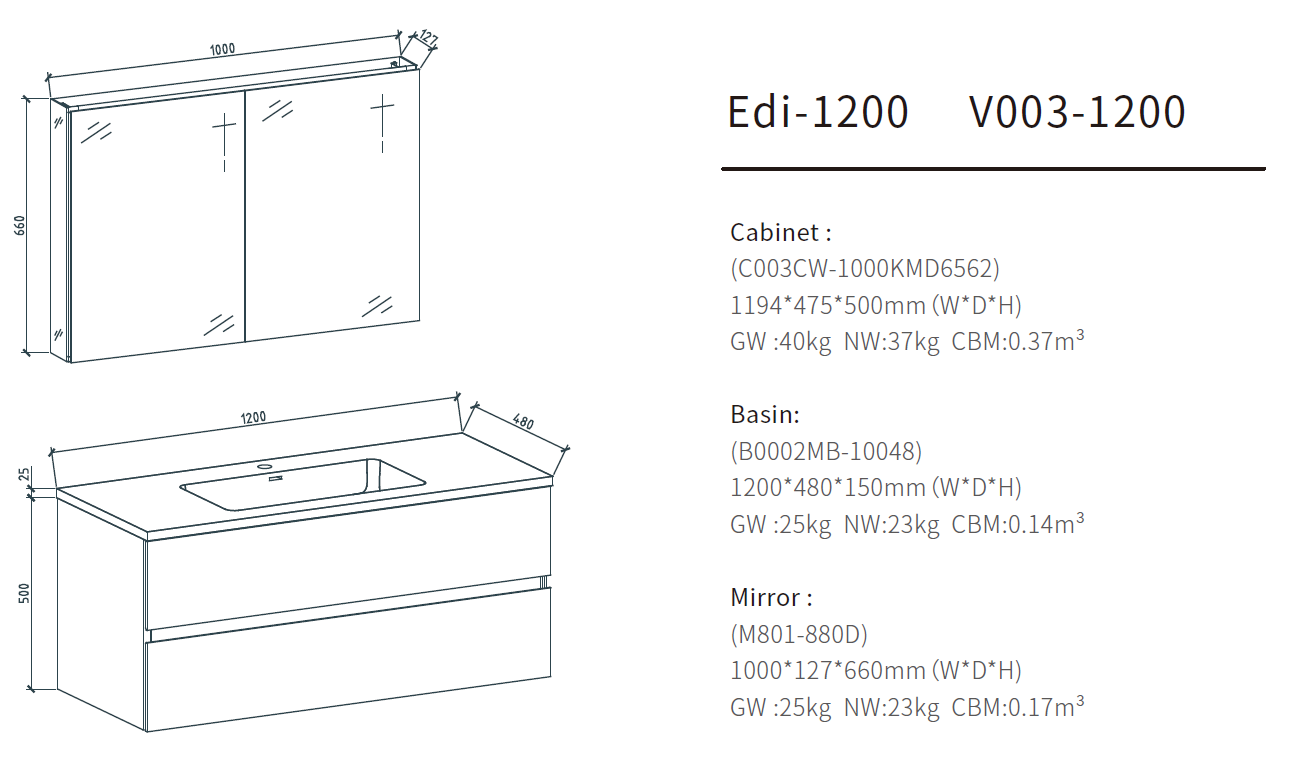 modern floating bathroom vanity size 1200