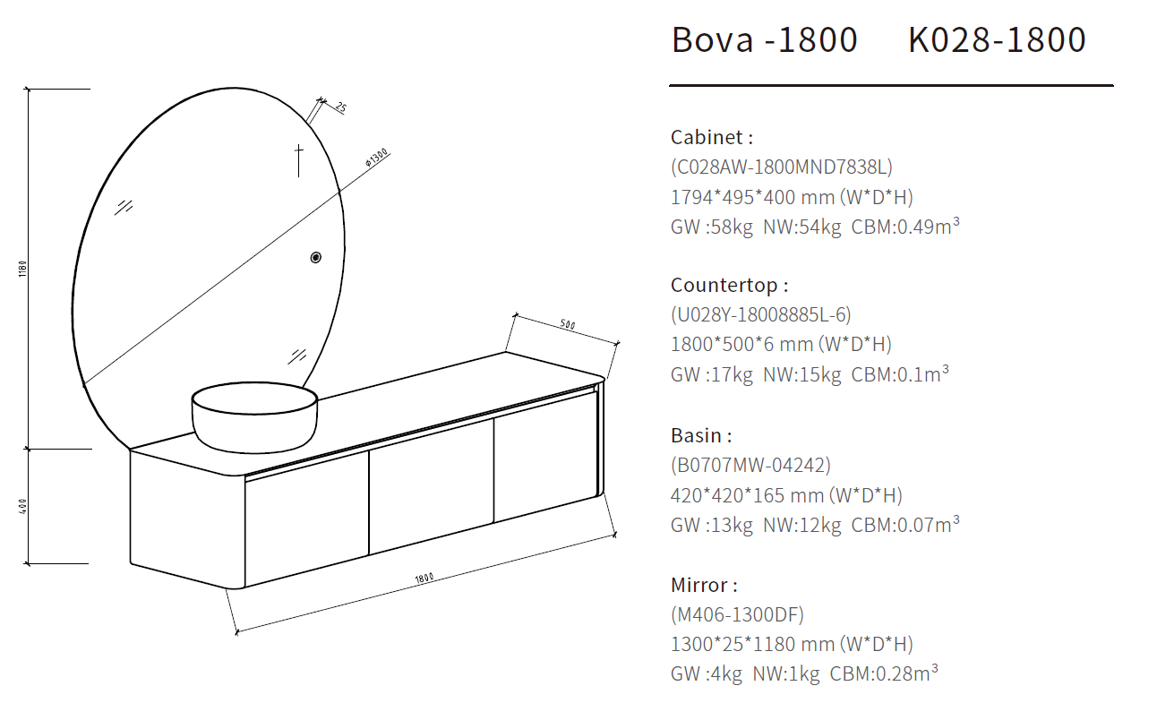 gray floating vanity size 1800