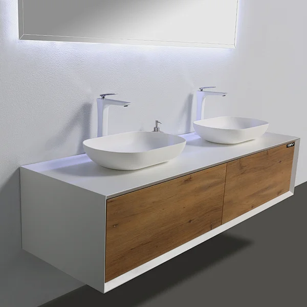 oak double bathroom vanity