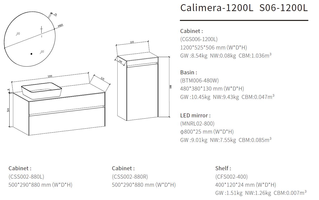 white floating vanity size 1200
