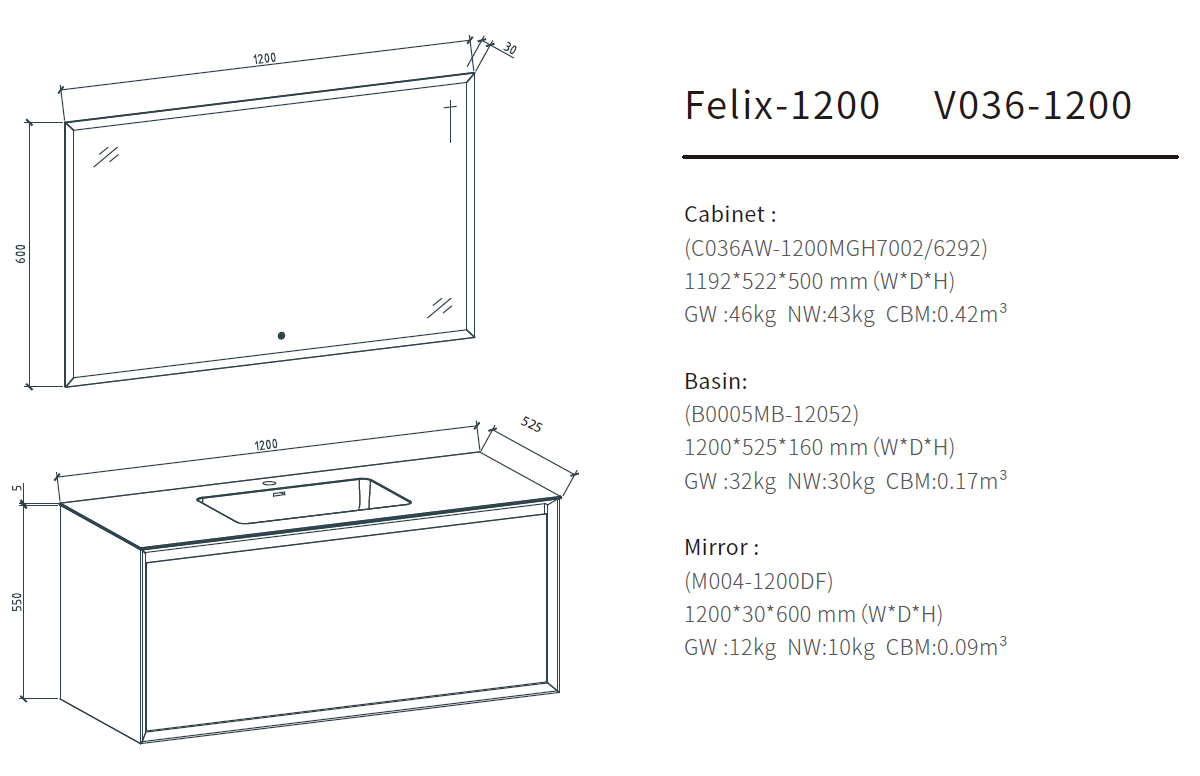 black single bathroom vanity size 1200