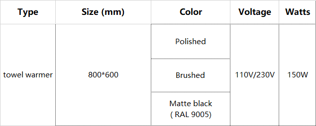 heated towel racks specifications