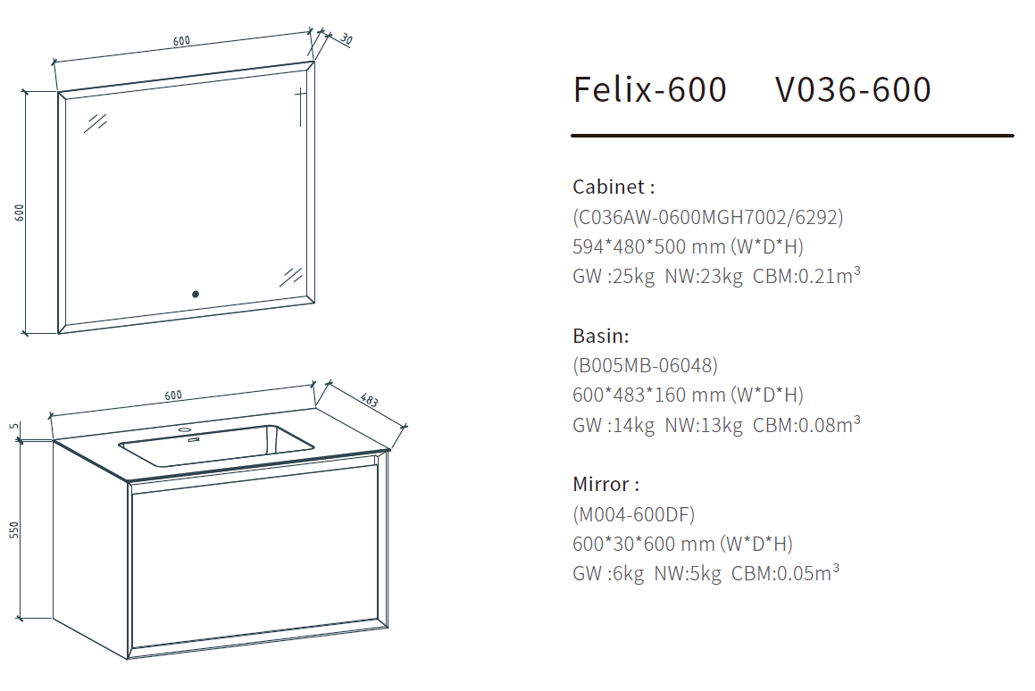 black single bathroom vanity size 600