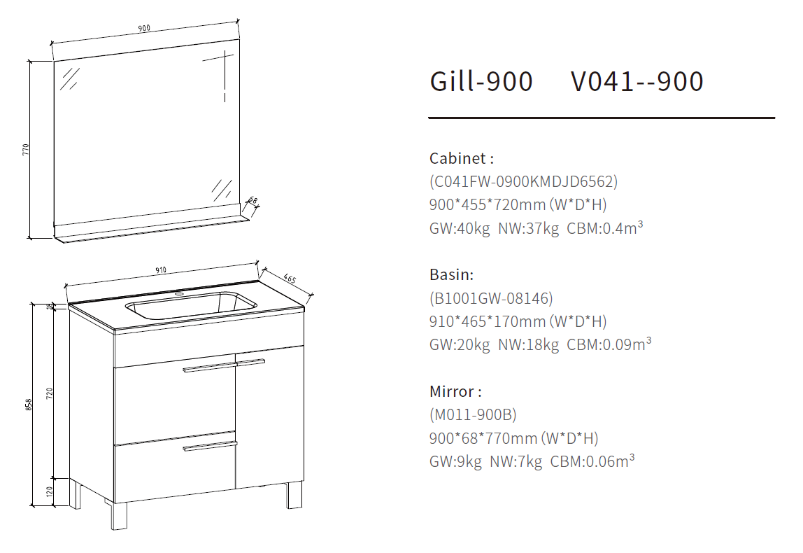 freestanding bathroom vanity cabinet size 900