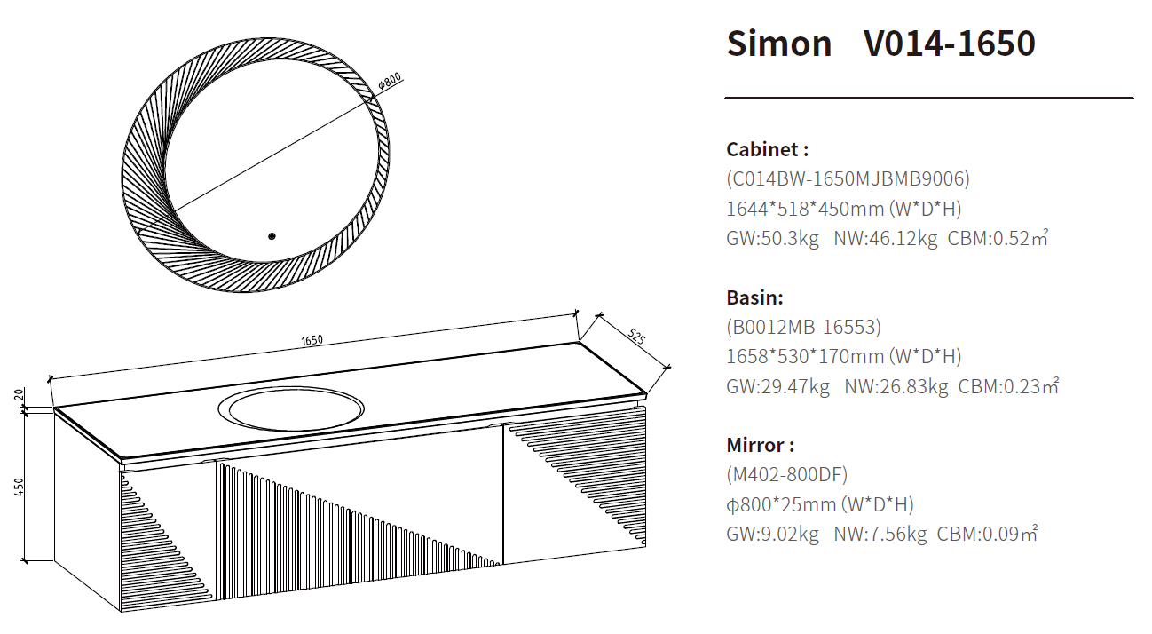 black bathroom vanity tops size 1650