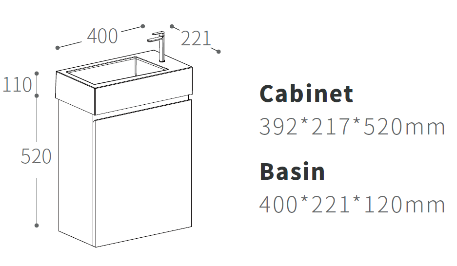 small space bathroom vanity size Angela-400