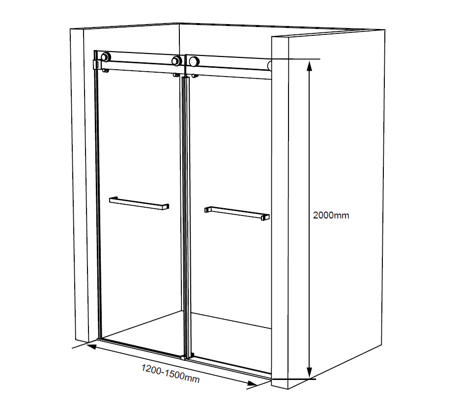 frameless rectangle shower enclosure specifications GWA01-02Y