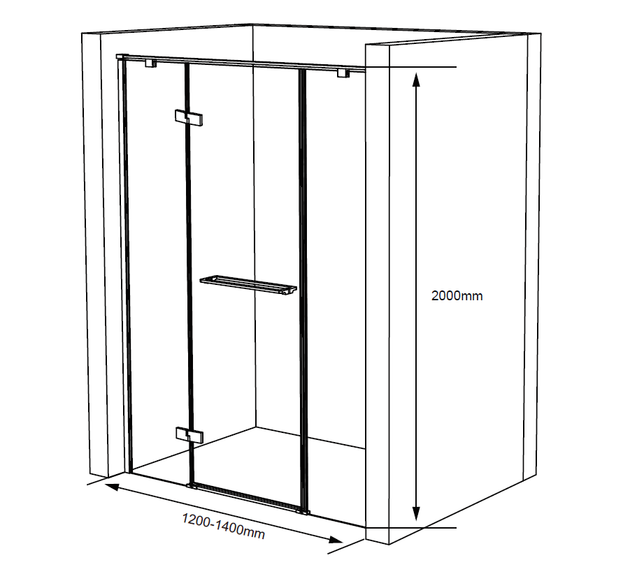 rectangle hinged shower enclosure size GWB11-21Y