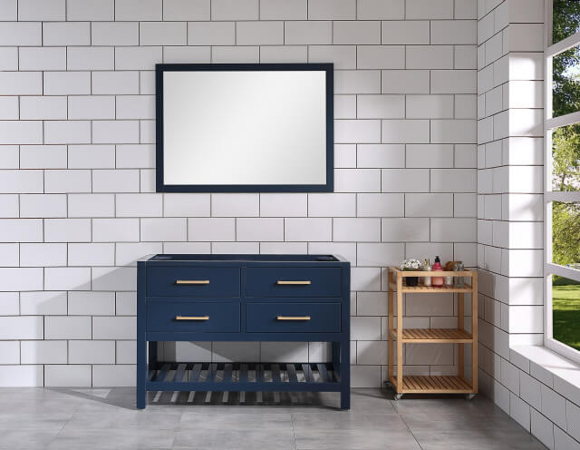 Navy Blue Freestanding Bathroom Vanity (with Open Space)